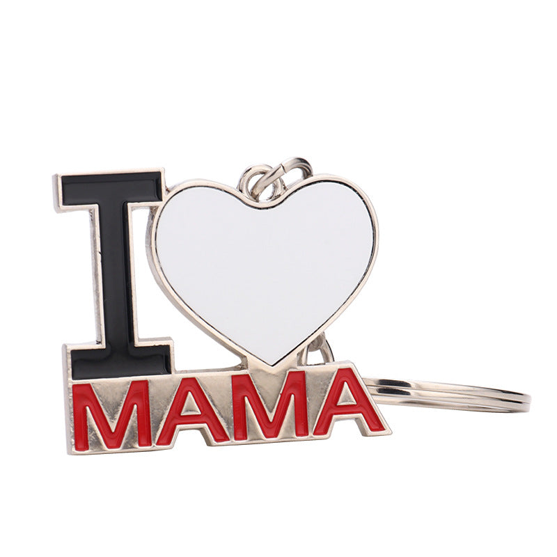 Wholesale Heat Transfer Blank PAPA Valentine's Day Blank Metal Keychain